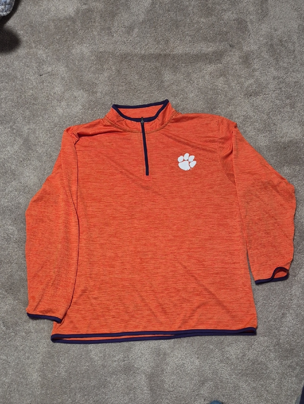 Colosseum Orange Clemson Pullover with White Logo and Purlpe Trim‎